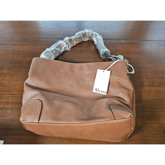 Alyssa Handbags - Alyssa Hobo Shoulder Bag Womens Large Brown New Hook Hardware